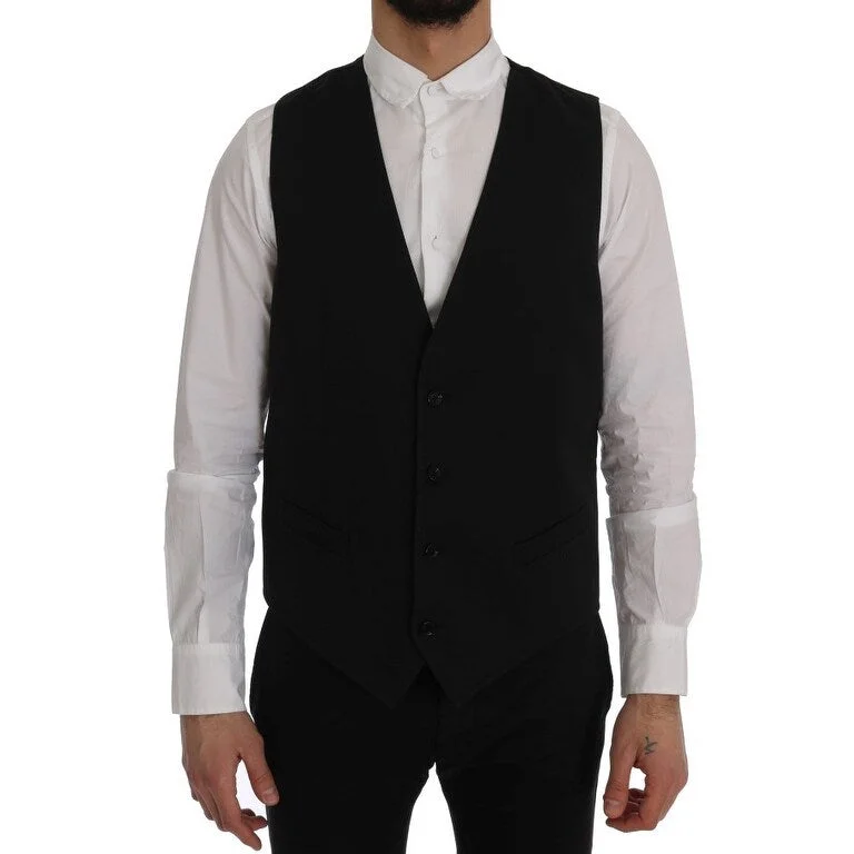 Dolce & Gabbana Sleek Black Single-Breasted Men's Waistcoat