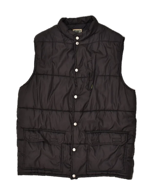 VINTAGE Mens Padded Gilet UK 42 XL Black