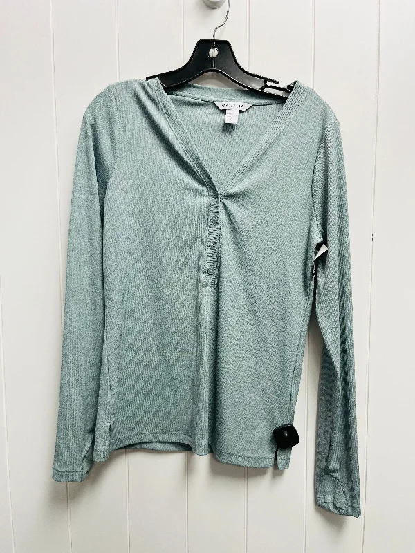 Wool blend Athletic Top Long Sleeve Collar By Athleta In Green, Size: M