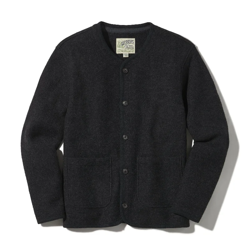 Sharp Burnham Knitted Boiled Wool Liner Jacket - Charcoal