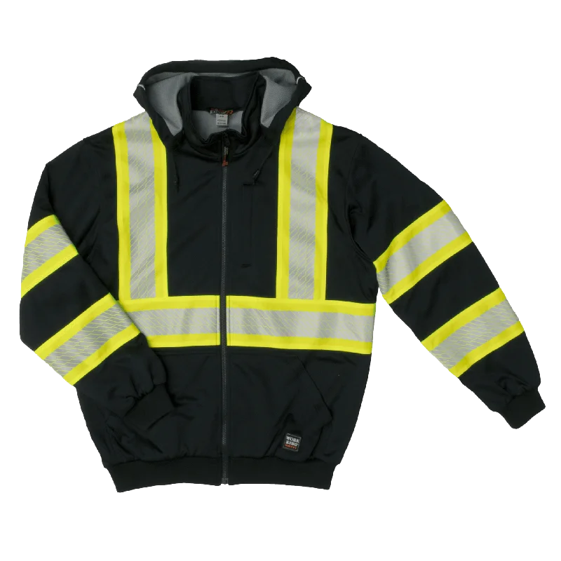 Tough Duck Men's Thermal Lined C1 Hi-Vis F-Zip Safety Hoodie