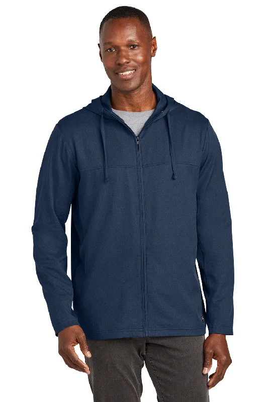 TravisMathew Mens Balboa Full Zip Hooded Jacket - Heather Night Blue - New