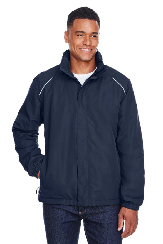 Core 365 Mens Profile Water Resistant Full Zip Hooded Jacket - Classic Navy Blue