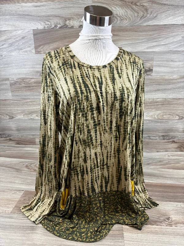 Button-up long sleeve Top Long Sleeve By Logo In Green, Size: Xl