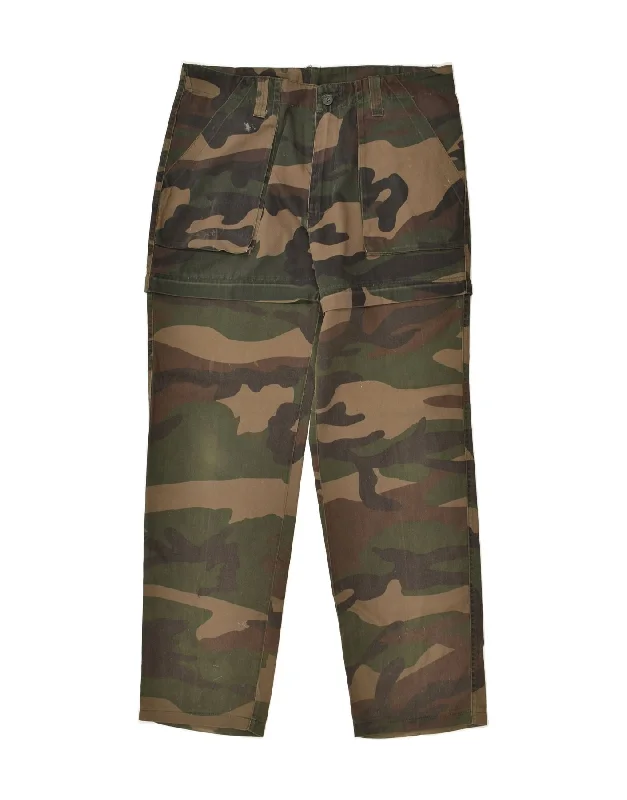 Straight-cut jeans VINTAGE Mens Cargo Trousers IT 56 XL W36 L32 Green Camouflage Polyester