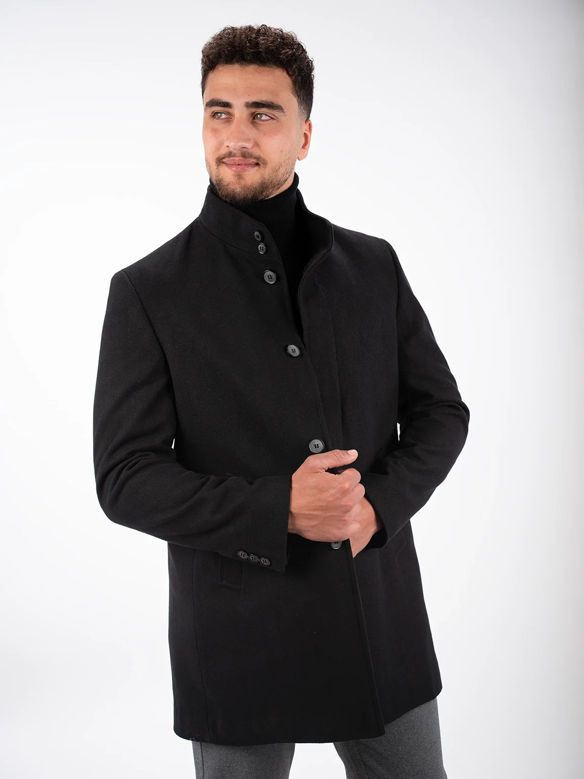 Black Coat with Button to Close