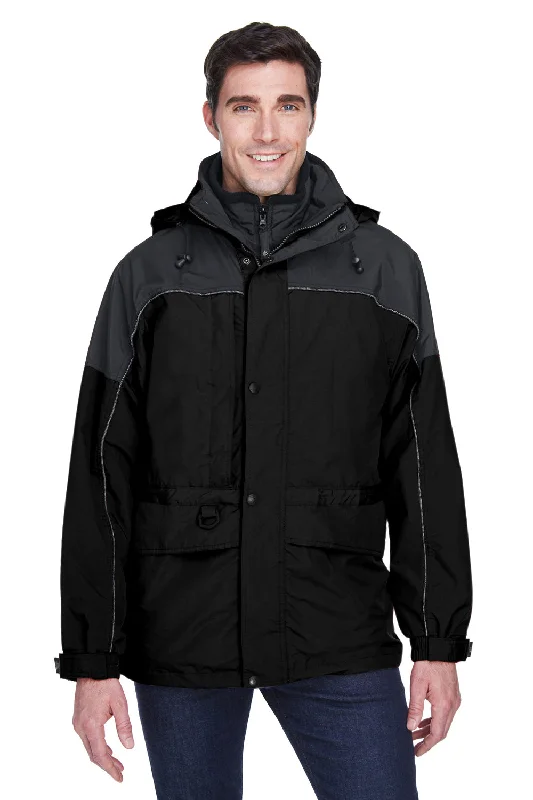 North End Mens 3-in-1 Water Resistant Full Zip Hooded Jacket - Black/Grey