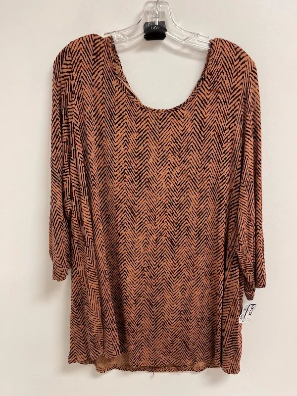 Winter long sleeve Top Long Sleeve By Evri In Brown, Size: 2x