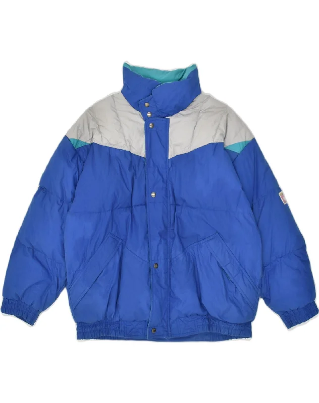 GOLDEN TEAM Mens Padded Jacket UK 42 XL Blue Colourblock Polyester