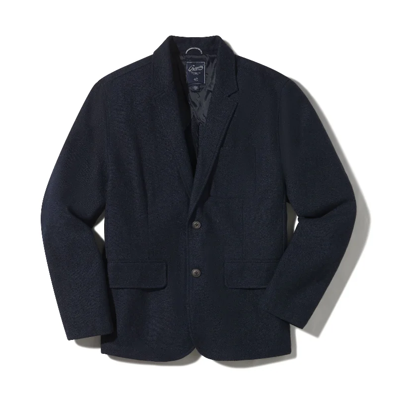 Tech Hopsack Midweight Wool Blazer - Navy