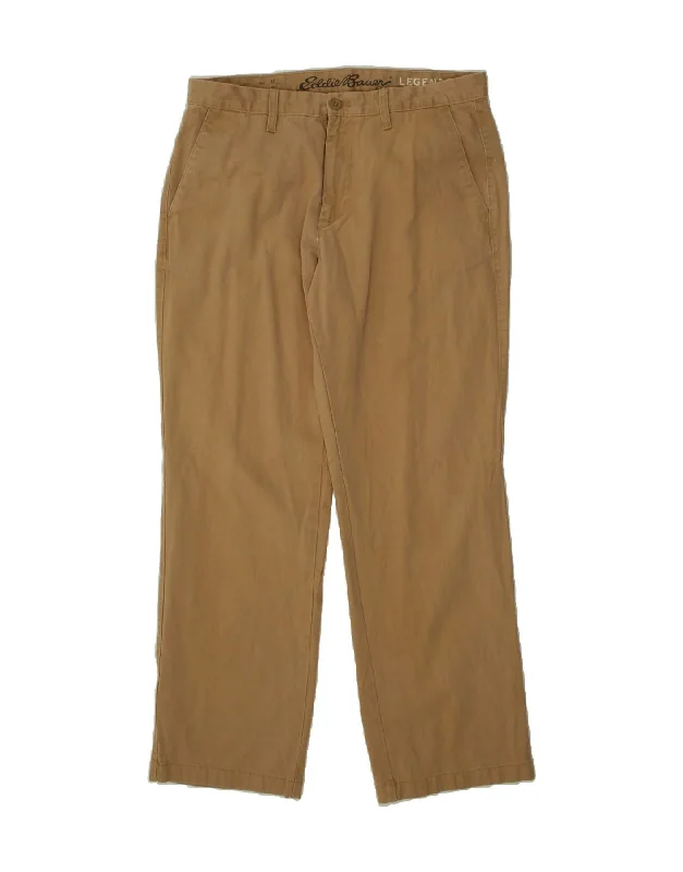 Flare jeans EDDIE BAUER Mens Straight Chino Trousers W35 L32 Brown Cotton