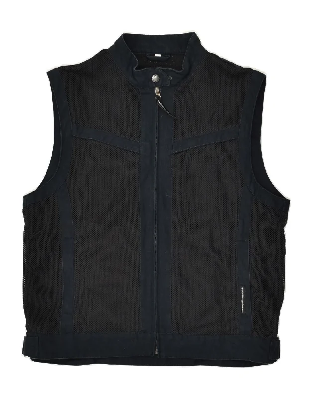 VINTAGE Mens Gilet UK 38 Medium Black Cotton