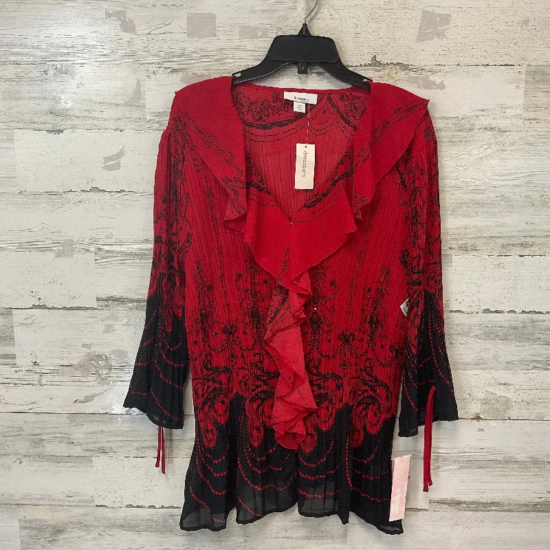 Premium fabric Top Long Sleeve By Dressbarn In Red, Size: 3x