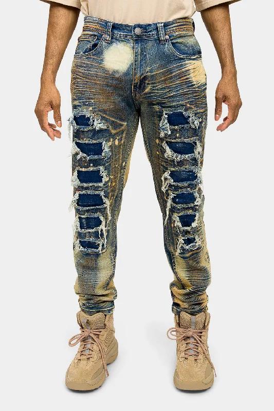 Warm leggings Distressed Heavy Dye Denim Jeans