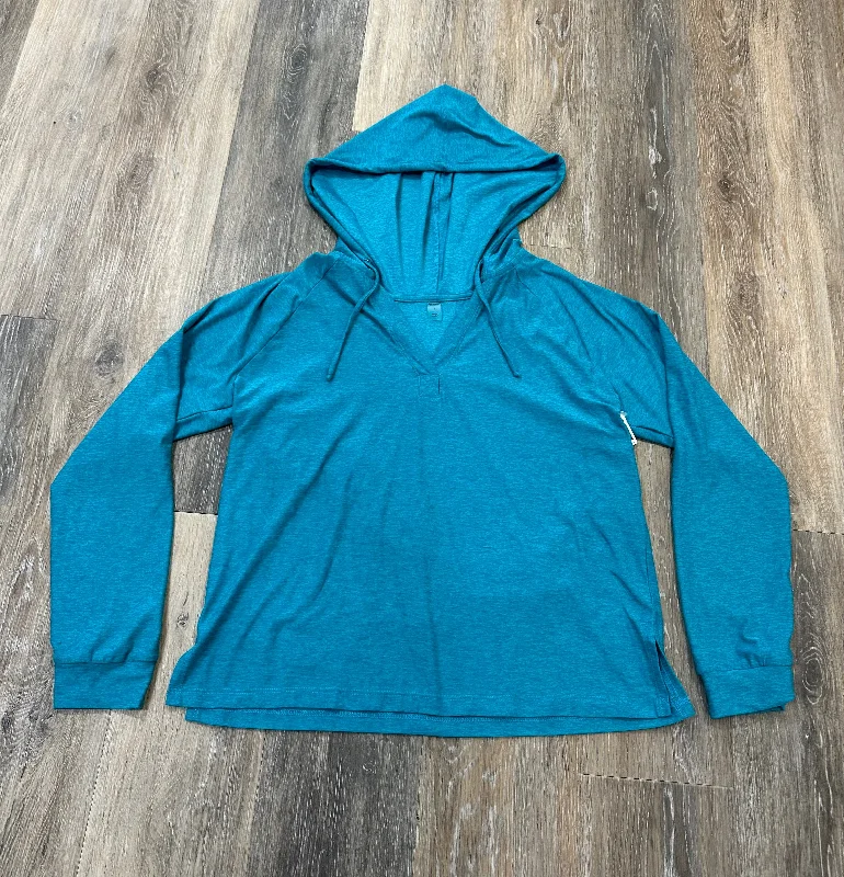 Organic cotton Athletic Top Long Sleeve Hoodie By Beyond Yoga In Blue, Size: S