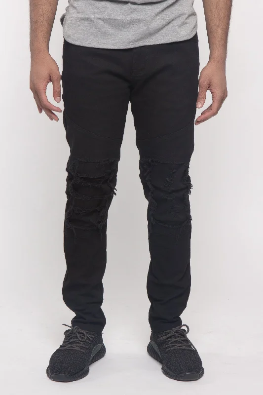 Stretch-fit pants Distressed Colored Moto Jeans