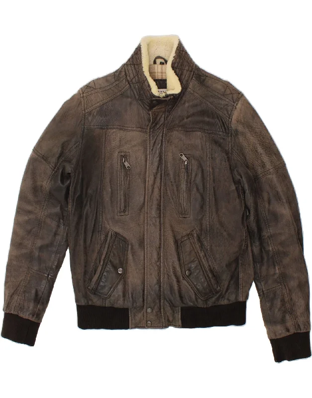 OAKWOOD Mens Leather Jacket UK 40 Large Brown Leather