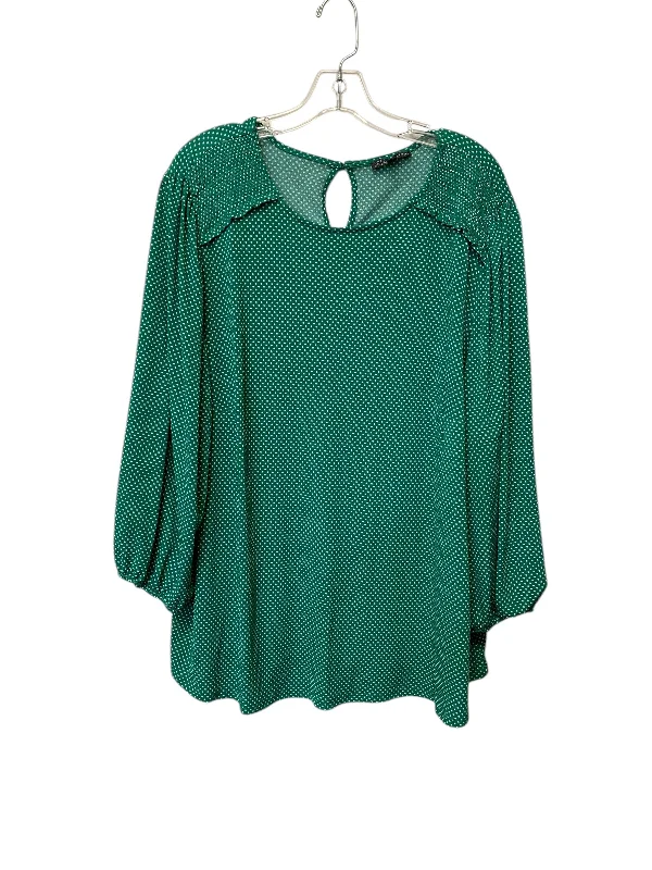 Slim-fit top Top Long Sleeve By Adrianna Papell In Green, Size: 3x