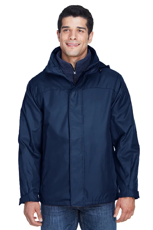 North End Mens 3-in-1 Water Resistant Full Zip Hooded Jacket - Midnight Navy Blue