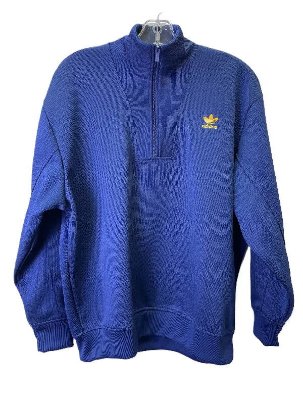 Crew neck top Athletic Top Long Sleeve Collar By Adidas In Blue, Size: Xs