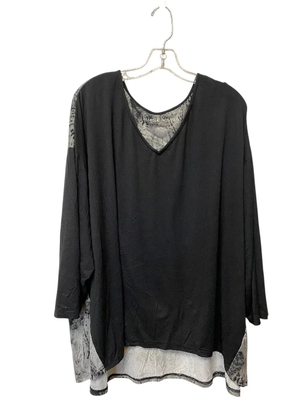 Crew neck top Top Long Sleeve By Carole Hochman In Black, Size: 2x