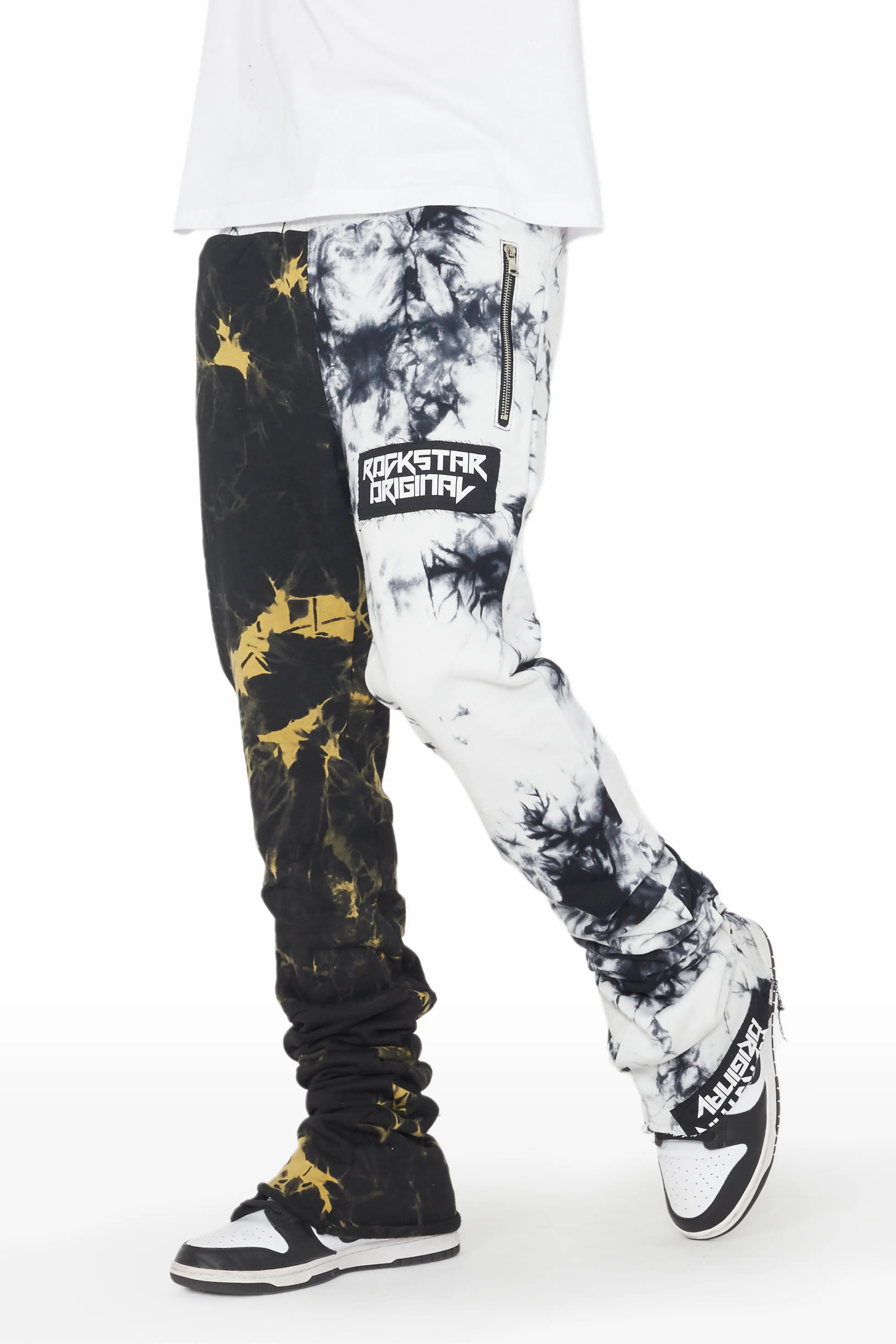 Velvet pants Braxx Grey/Yellow Super Stacked Flare Track Pant