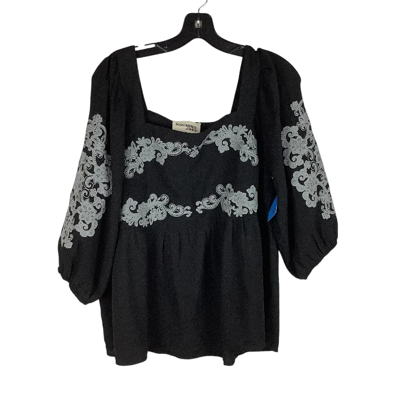 Soft cotton Top Long Sleeve By Savanna Jane In Black, Size: L