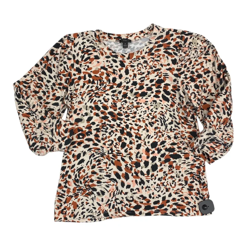 Slim-fit top Top 3/4 Sleeve By Ann Taylor In Animal Print, Size: M