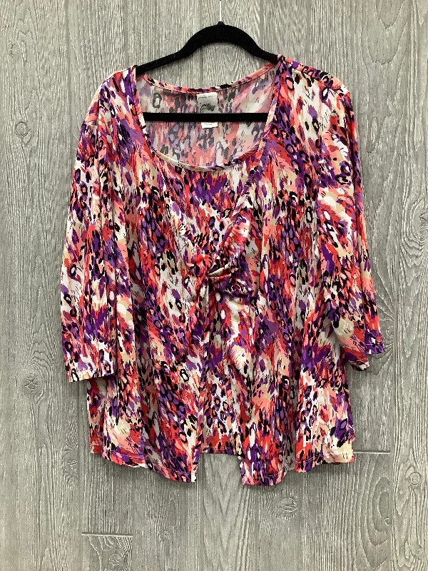 Winter long sleeve Top 3/4 Sleeve By Just My Size In Multi-colored, Size: 3x