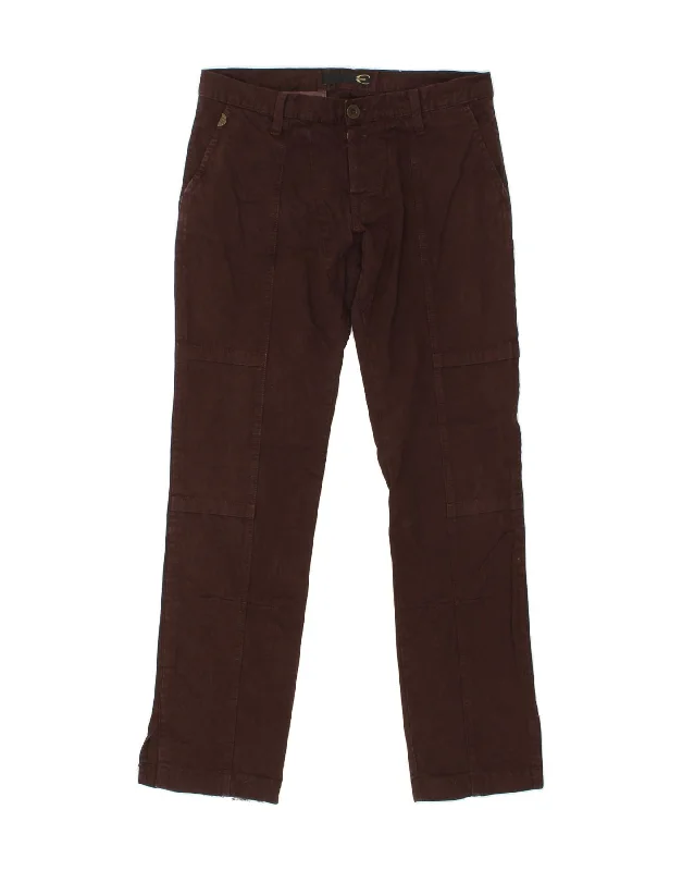 Hand-painted denim JUST CAVALLI Mens Straight Chino Trousers W36 L33 Brown Cotton