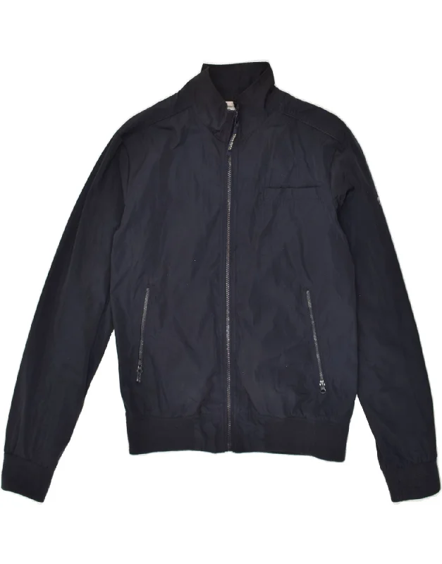 WOOLRICH Mens Bomber Jacket UK 38 Medium Navy Blue Polyester