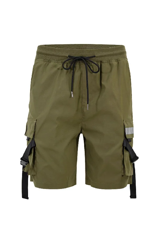 Leather pants Men's Utility Tactical Reflective Tape Cargo Shorts