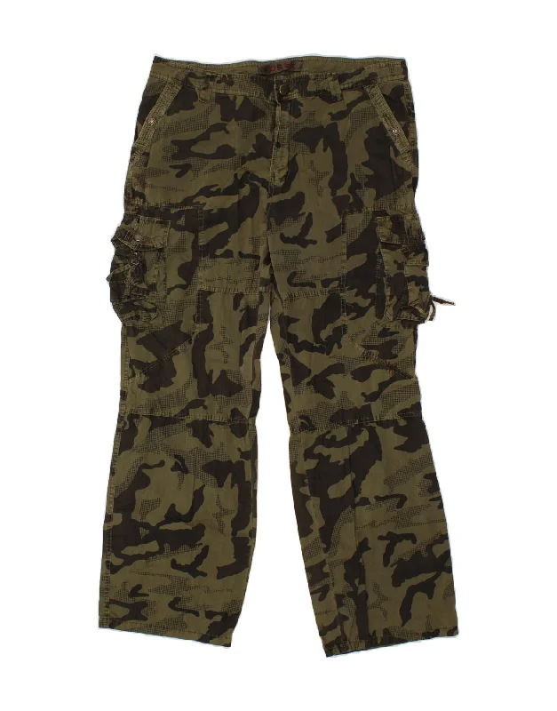 Stretch bootcut FOREX Mens Straight Cargo Trousers W38 L33  Khaki Camouflage Cotton