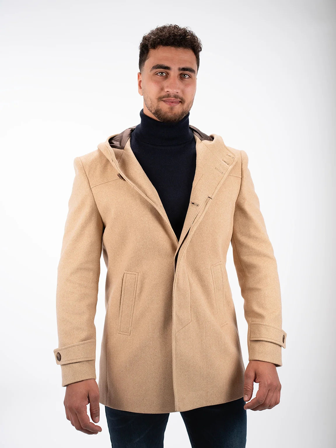 Beige Hooded Coat