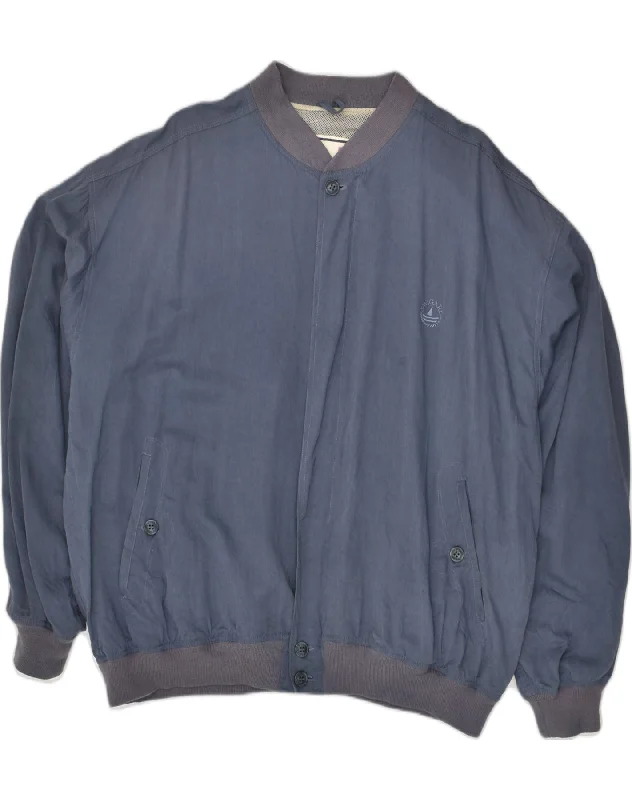 NAVIGARE Mens Bomber Jacket UK 42 XL Blue Viscose