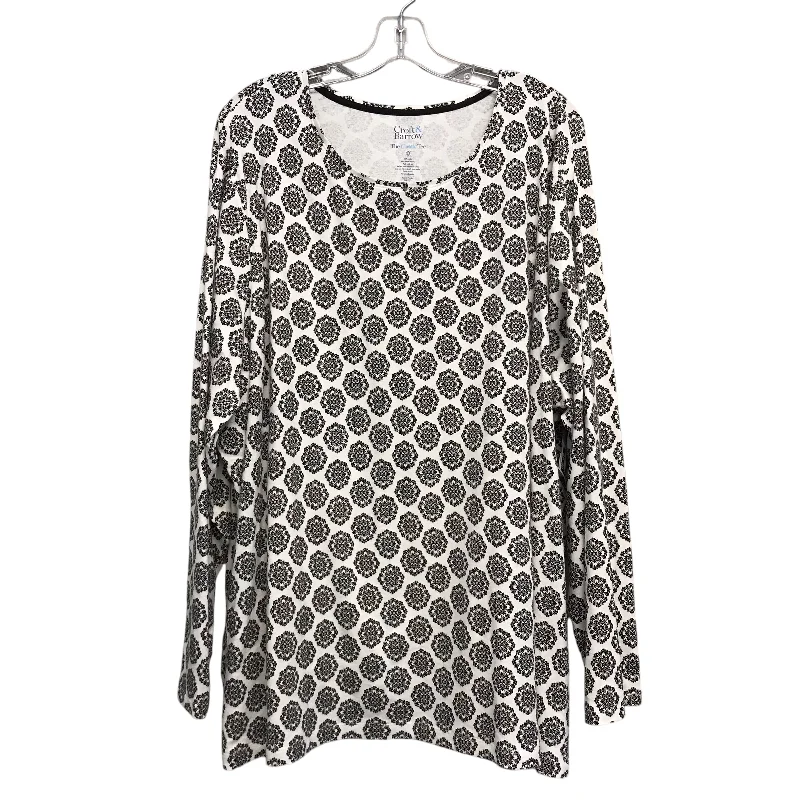 Casual button-down Top Ls Basic By Croft And Barrow In Black & Cream, Size:4X