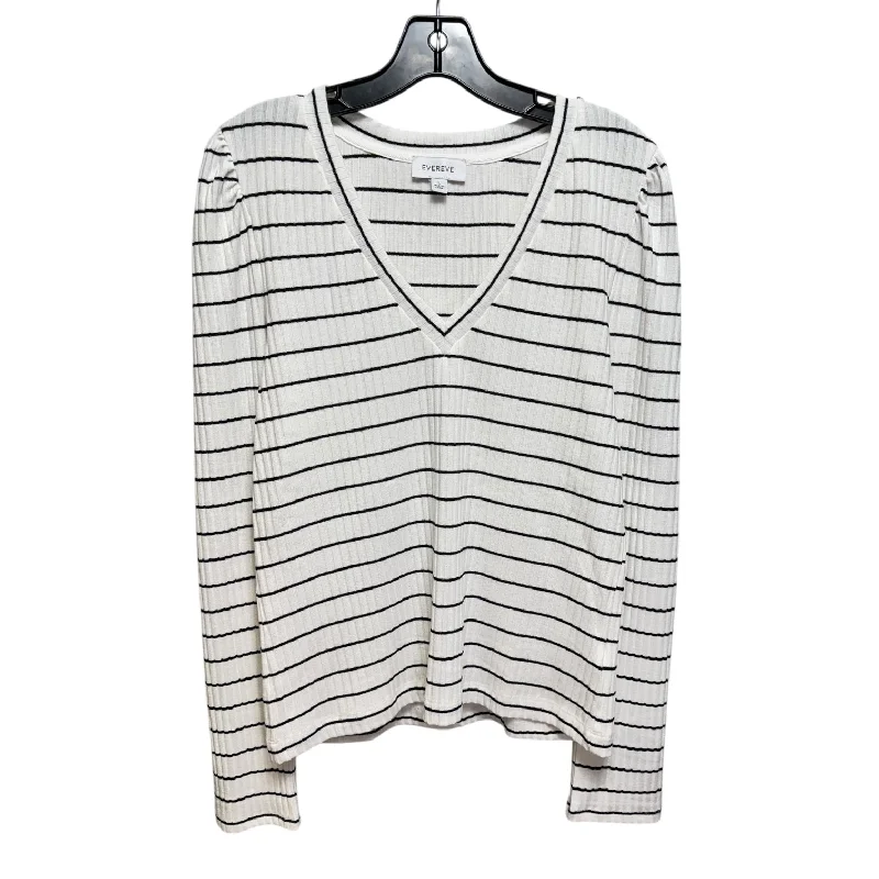 High-neck top Top Long Sleeve By Evereve In Striped Pattern, Size: L