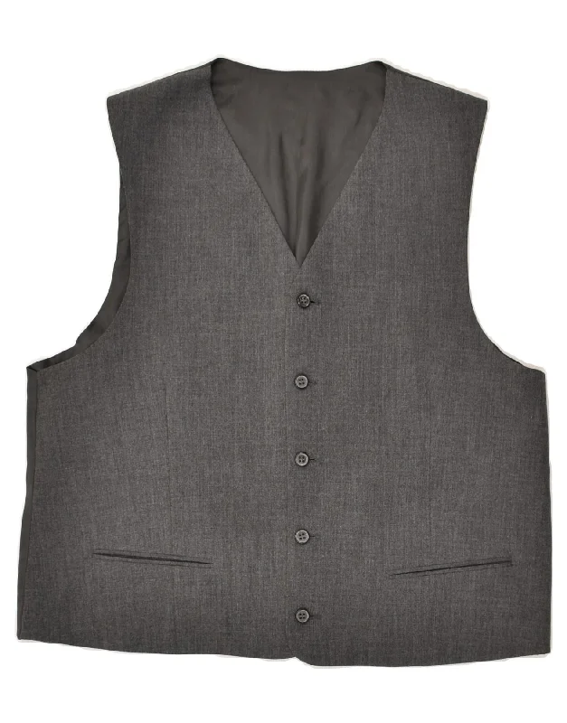 VINTAGE Mens Waistcoat Medium Grey Polyester