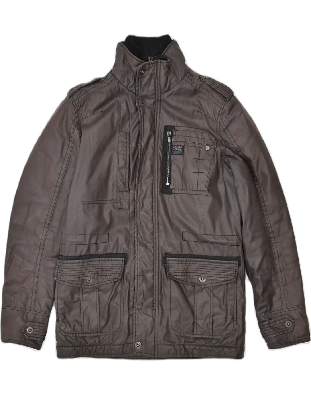 JACK & JONES Mens Utility Jacket IT 46 Small Brown Cotton