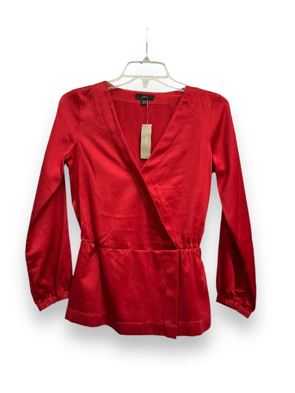 Trendy long sleeve Top Long Sleeve By J. Crew In Red, Size: Xxs