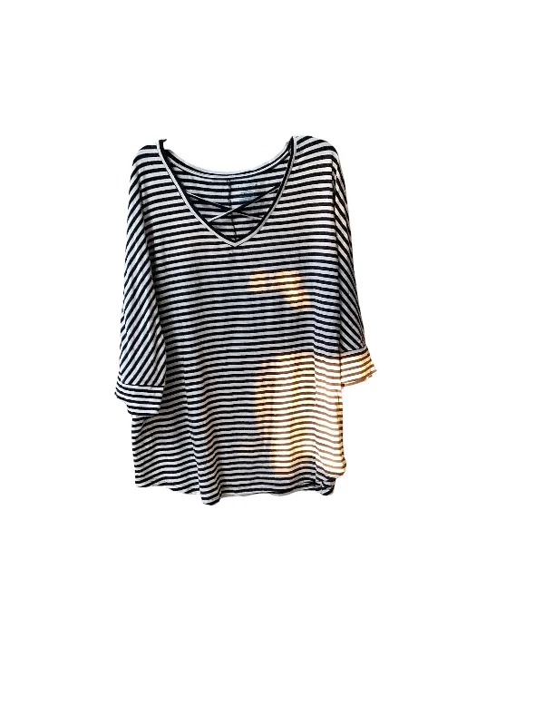 Classic shirt Top Long Sleeve Basic By Boutique + In Striped Pattern, Size: 2x