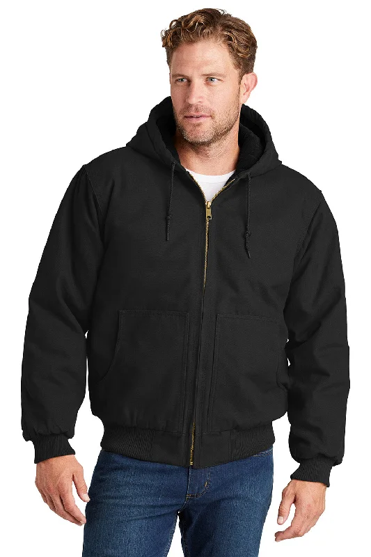 CornerStone Mens Duck Cloth Full Zip Hooded Jacket - Black