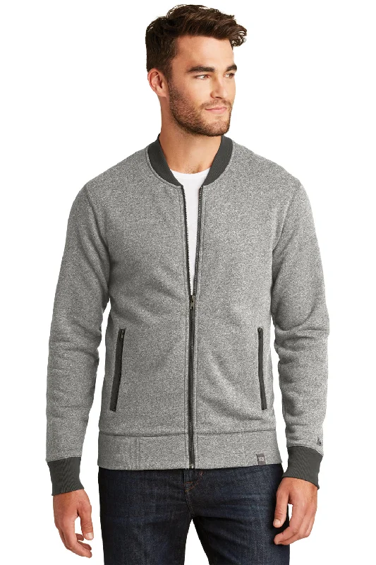 New Era Mens Sueded French Terry Full Zip Jacket - Light Graphite Grey Twist/Graphite Grey