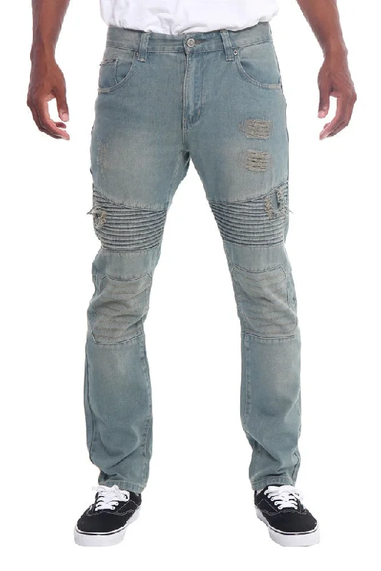 Slim fit Ripped Slim Fit Moto Style Jeans