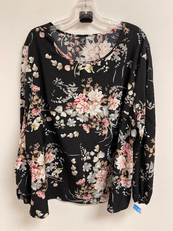 Classic shirt Top Long Sleeve By Shein In Floral Print, Size: 4x