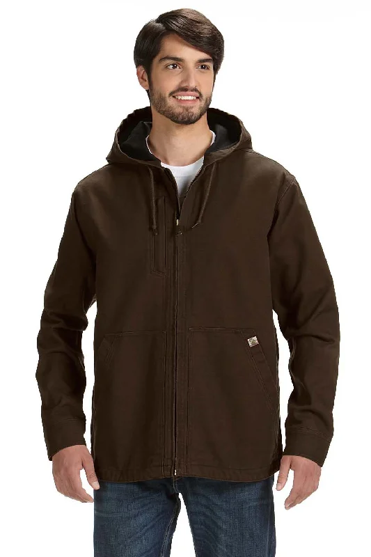 Dri Duck Mens Laredo Canvas Full Zip Hooded Jacket - Tobacco Brown