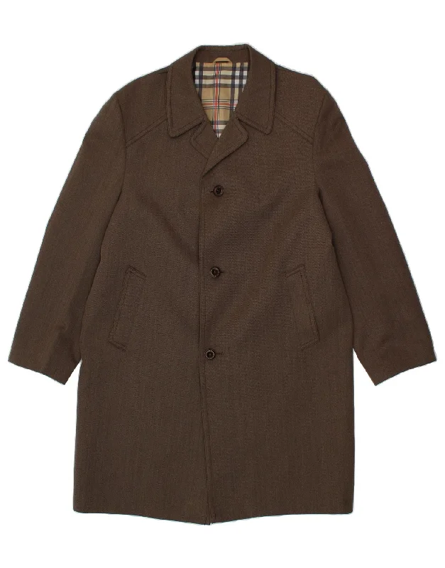 WELLINGTON Mens Overcoat UK 40 Large Brown Polyester