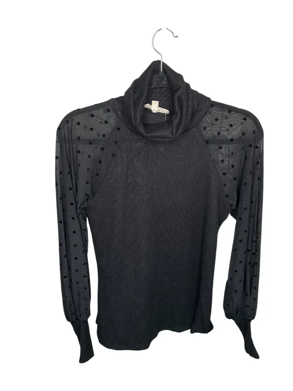 Embroidered long sleeve Top Long Sleeve By Cmc In Black, Size: S