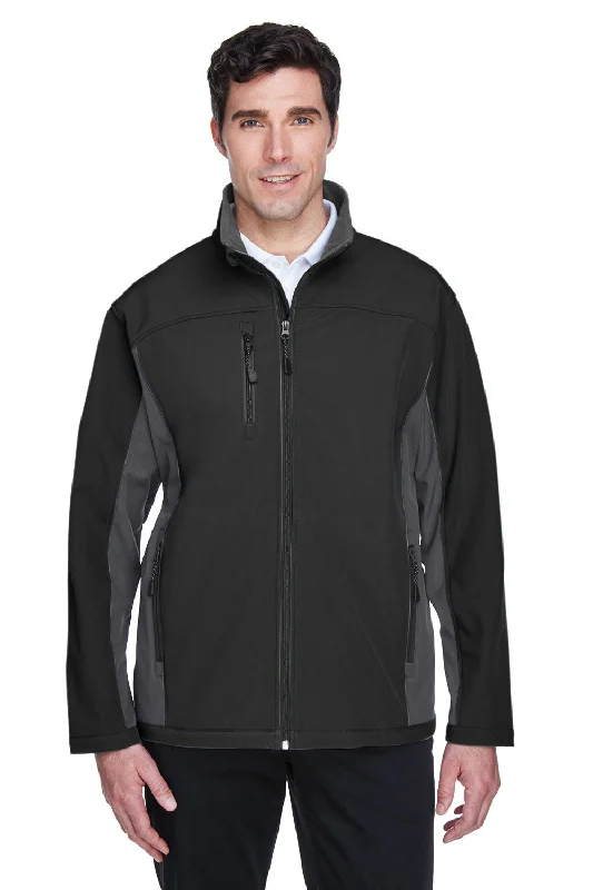 Devon & Jones Mens Wind & Water Resistant Full Zip Jacket - Black/Dark Grey - Closeout