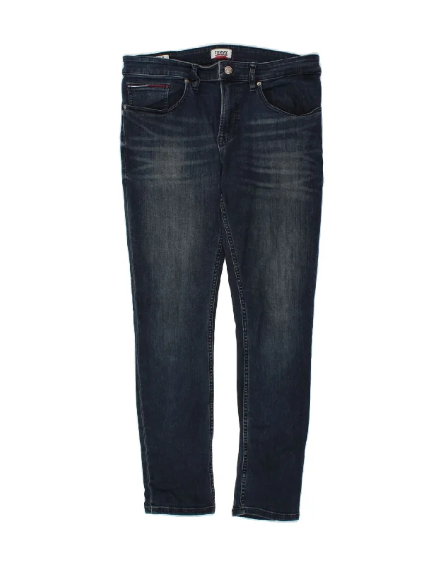 Straight-cut jeans TOMMY HILFIGER Mens Steve Tapered Slim Jeans W34 L32 Navy Blue Cotton